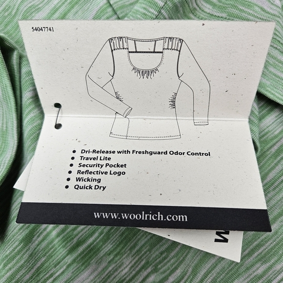 Woolrich Athleisure Top XXL Zip Pocket Dri Release Green Slim Fit Ruched Tee NWT - Picture 2 of 16